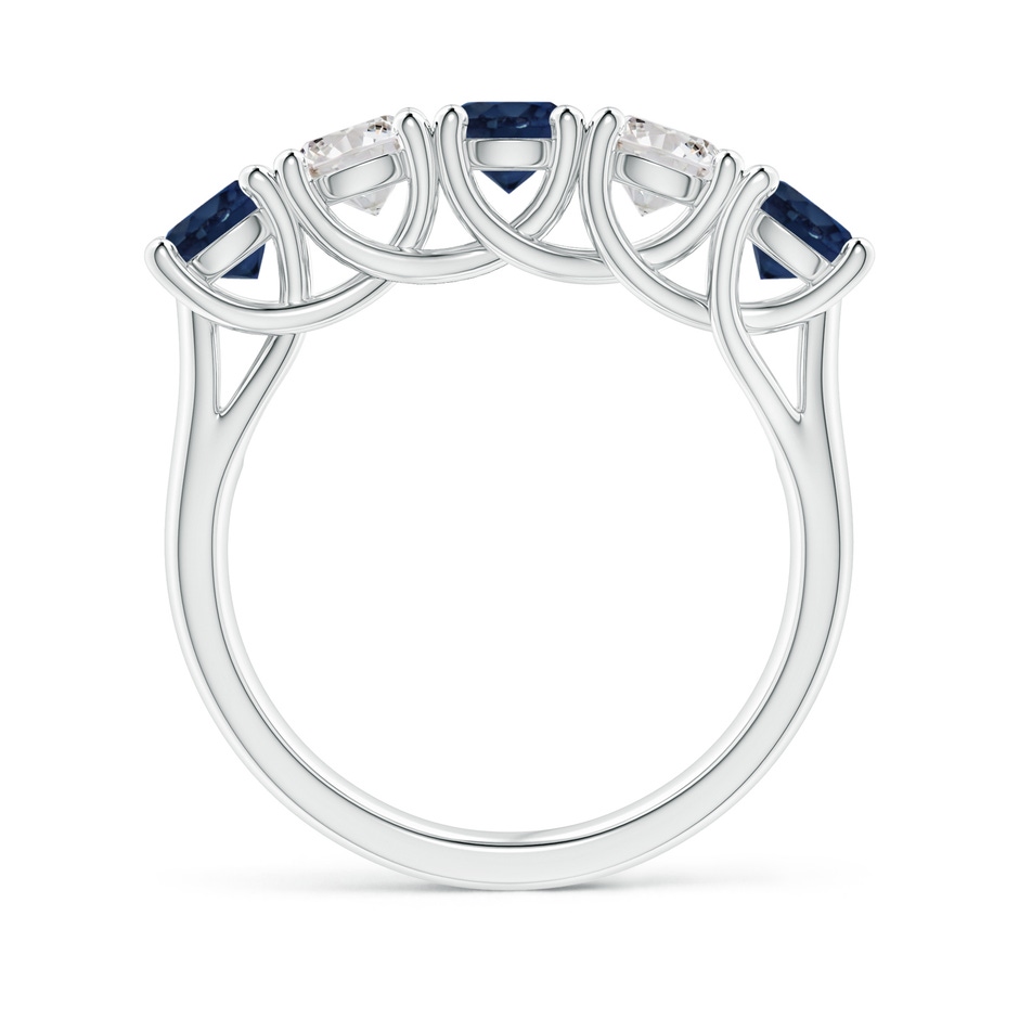 4.5mm AA Half Eternity Five Stone Sapphire and Diamond Wedding Band in P950 Platinum side 199