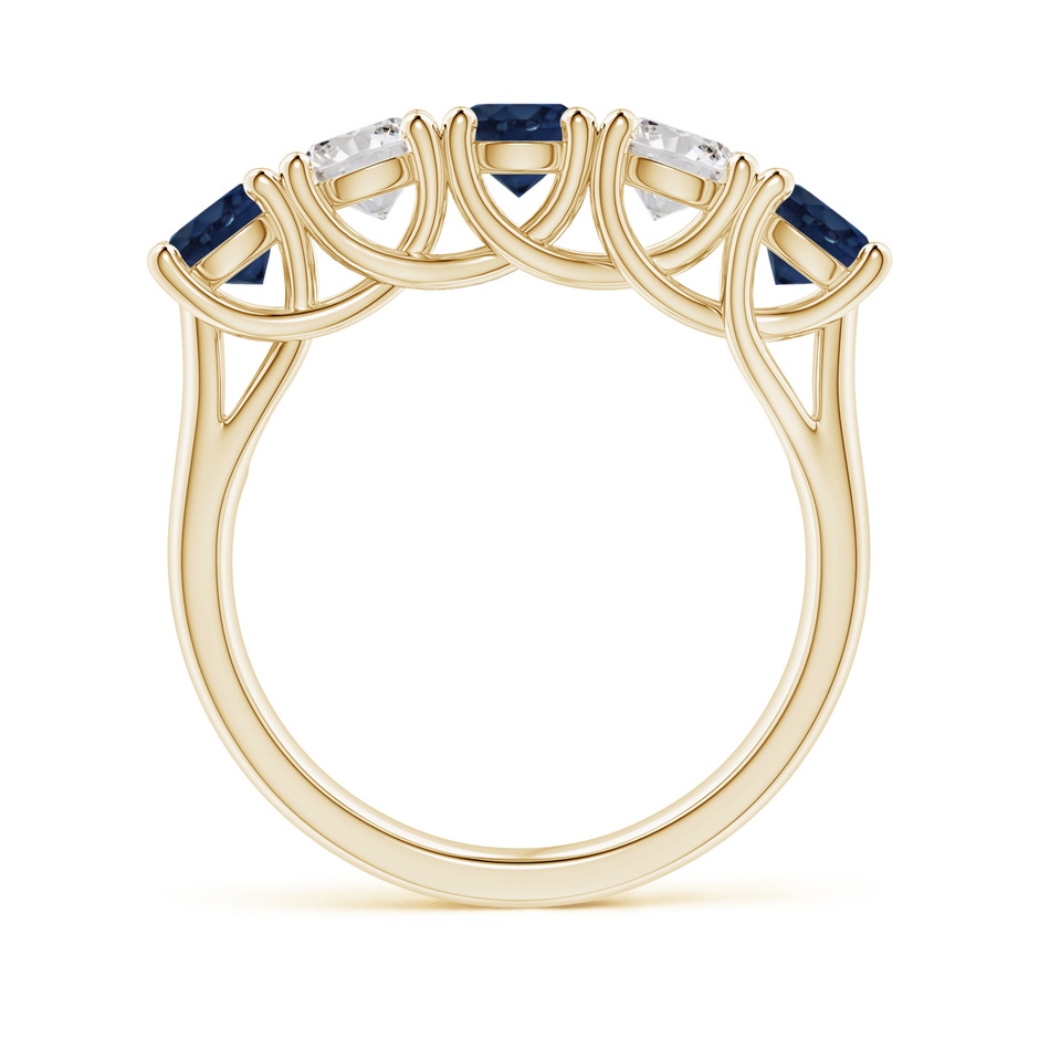 4.5mm AA Half Eternity Five Stone Sapphire and Diamond Wedding Band in Yellow Gold side 199