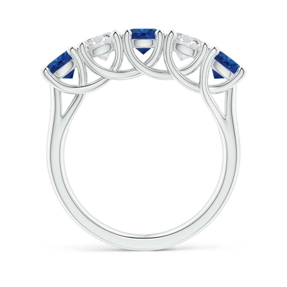 4.5mm AAA Half Eternity Five Stone Sapphire and Diamond Wedding Band in P950 Platinum side 199