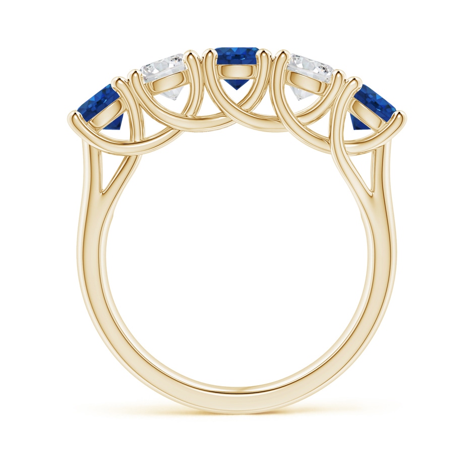 4.5mm AAA Half Eternity Five Stone Sapphire and Diamond Wedding Band in Yellow Gold side 199