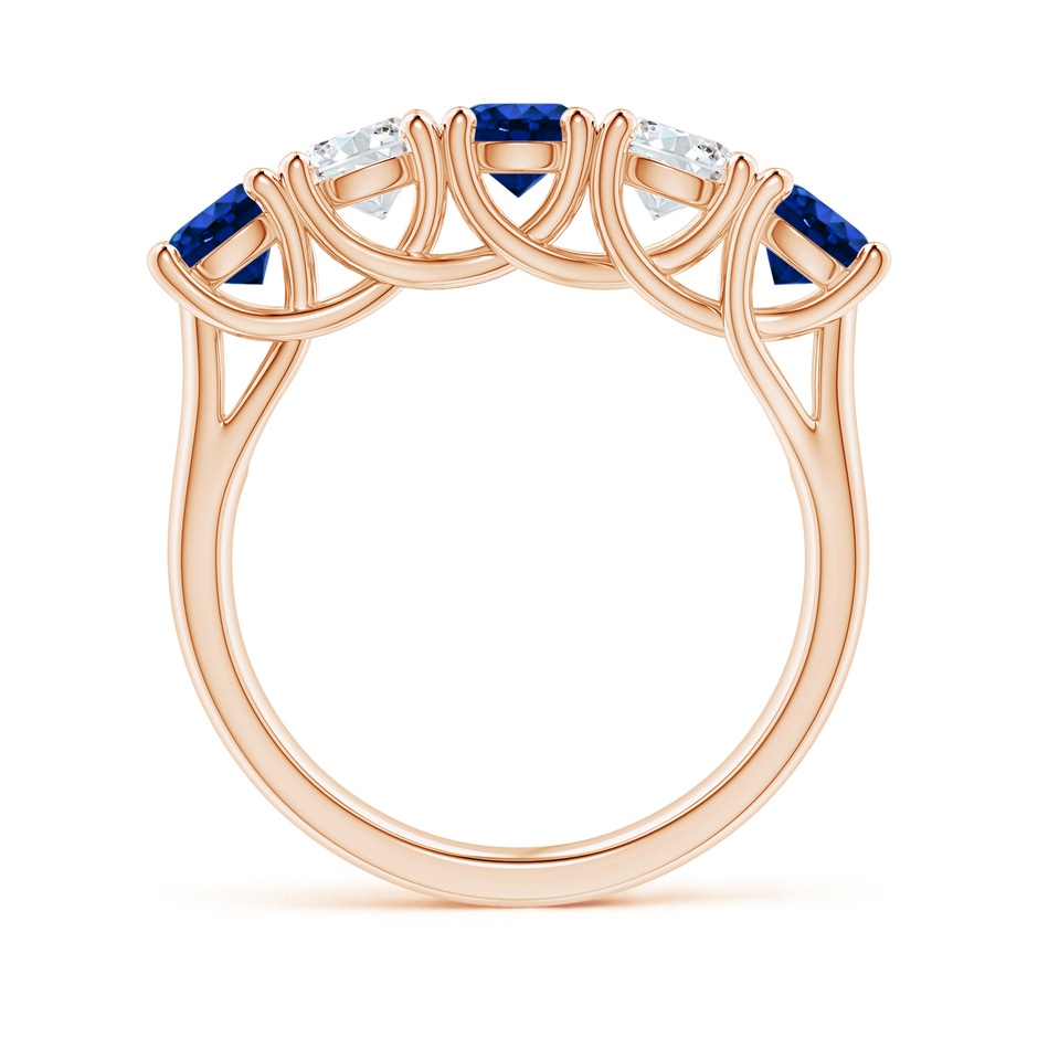 4.5mm AAAA Half Eternity Five Stone Sapphire and Diamond Wedding Band in Rose Gold side 199