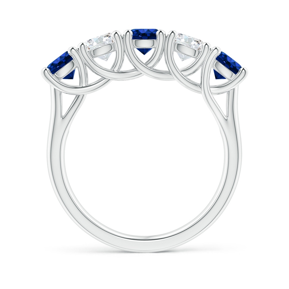4.5mm Lab-Grown Half Eternity Five Stone Sapphire and Diamond Wedding Band in S999 Silver side 199