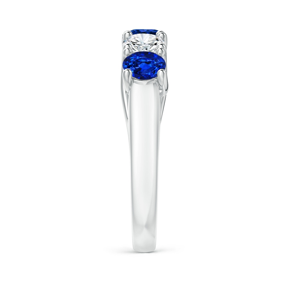 4.5mm Lab-Grown Half Eternity Five Stone Sapphire and Diamond Wedding Band in S999 Silver side 299