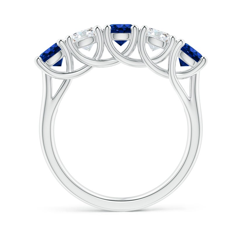 Lab-Grown Half Eternity Five Stone Sapphire and Lab Diamond Wedding Ring