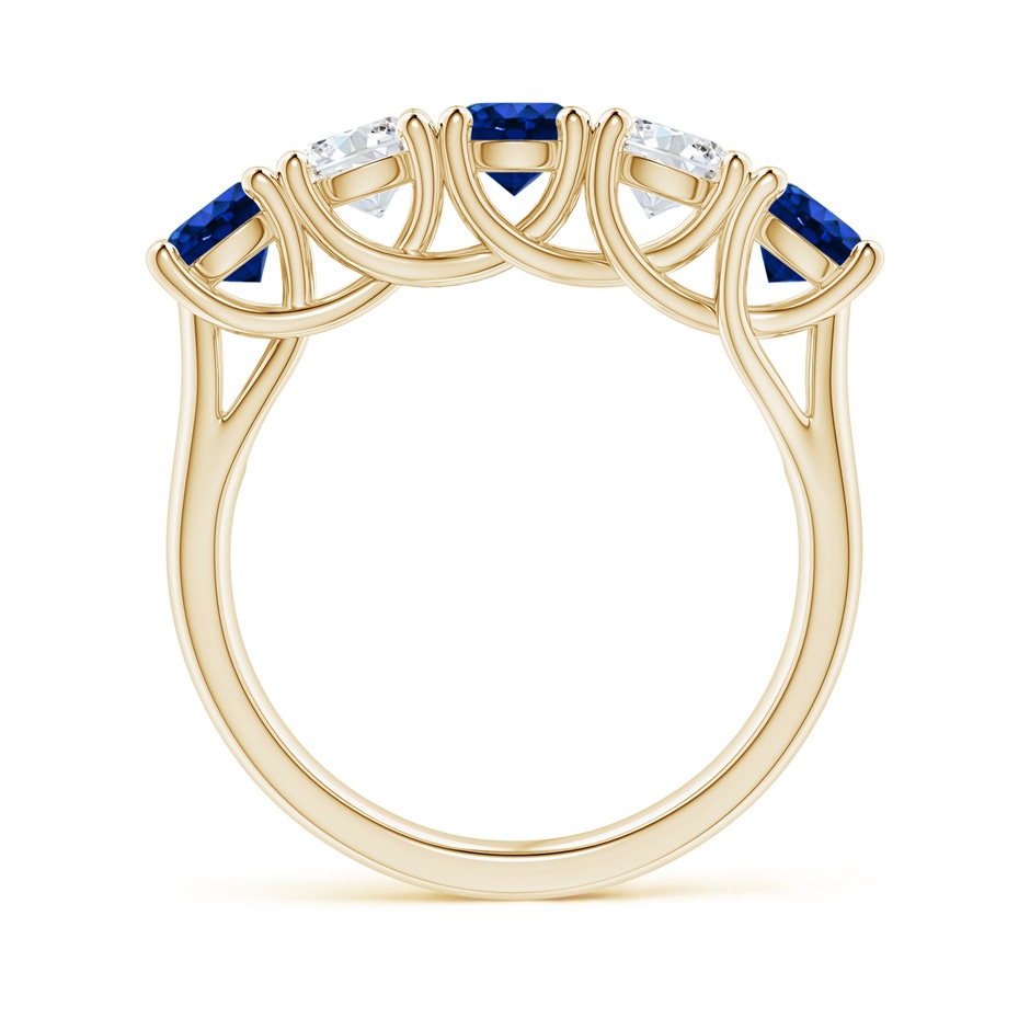 4.5mm Lab-Grown Half Eternity Five Stone Sapphire and Diamond Wedding Band in Yellow Gold side 199
