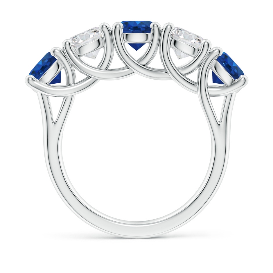 5.5mm AAA Half Eternity Five Stone Sapphire and Diamond Wedding Band in White Gold side 199