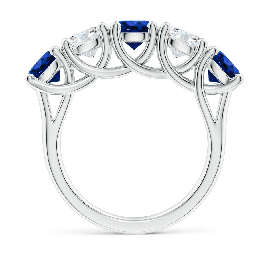 5.5mm Lab-Grown Half Eternity Five Stone Sapphire and Diamond Wedding Band in P950 Platinum side 199