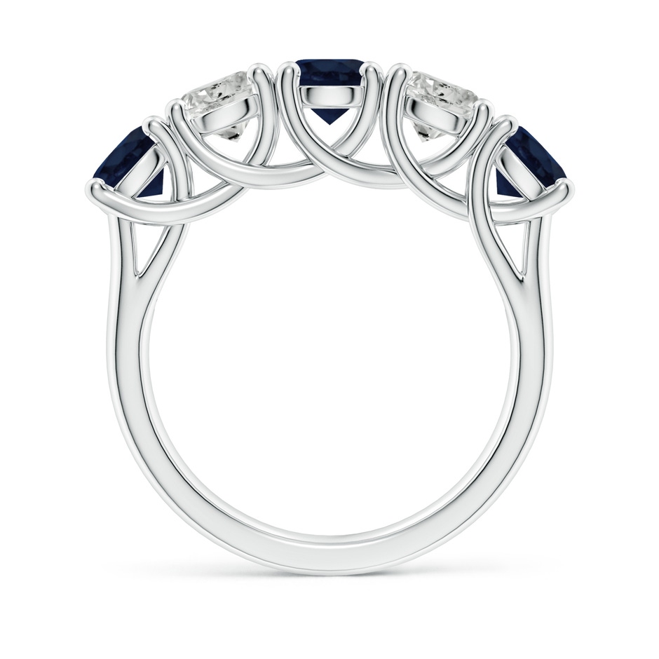 5mm A Half Eternity Five Stone Sapphire and Diamond Wedding Band in White Gold side 199