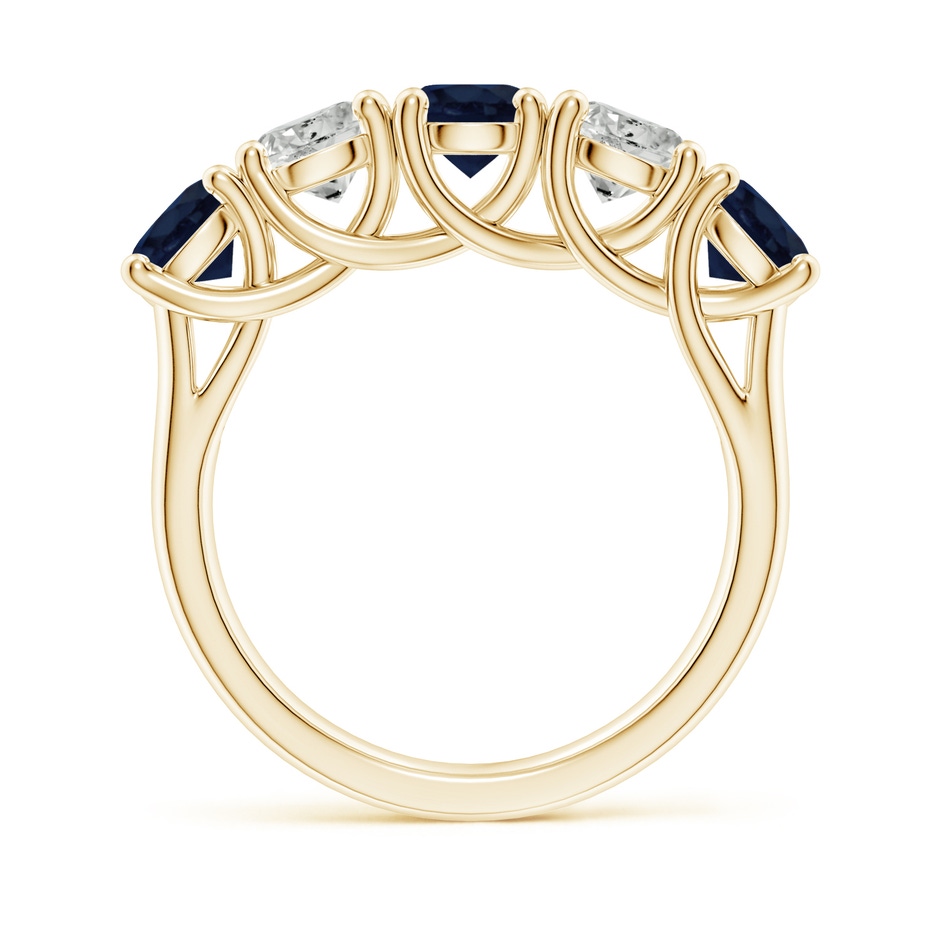 5mm A Half Eternity Five Stone Sapphire and Diamond Wedding Band in Yellow Gold side 199