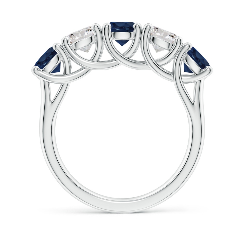 5mm AA Half Eternity Five Stone Sapphire and Diamond Wedding Band in P950 Platinum side 199