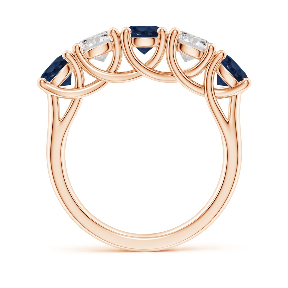 5mm AA Half Eternity Five Stone Sapphire and Diamond Wedding Band in Rose Gold side 199