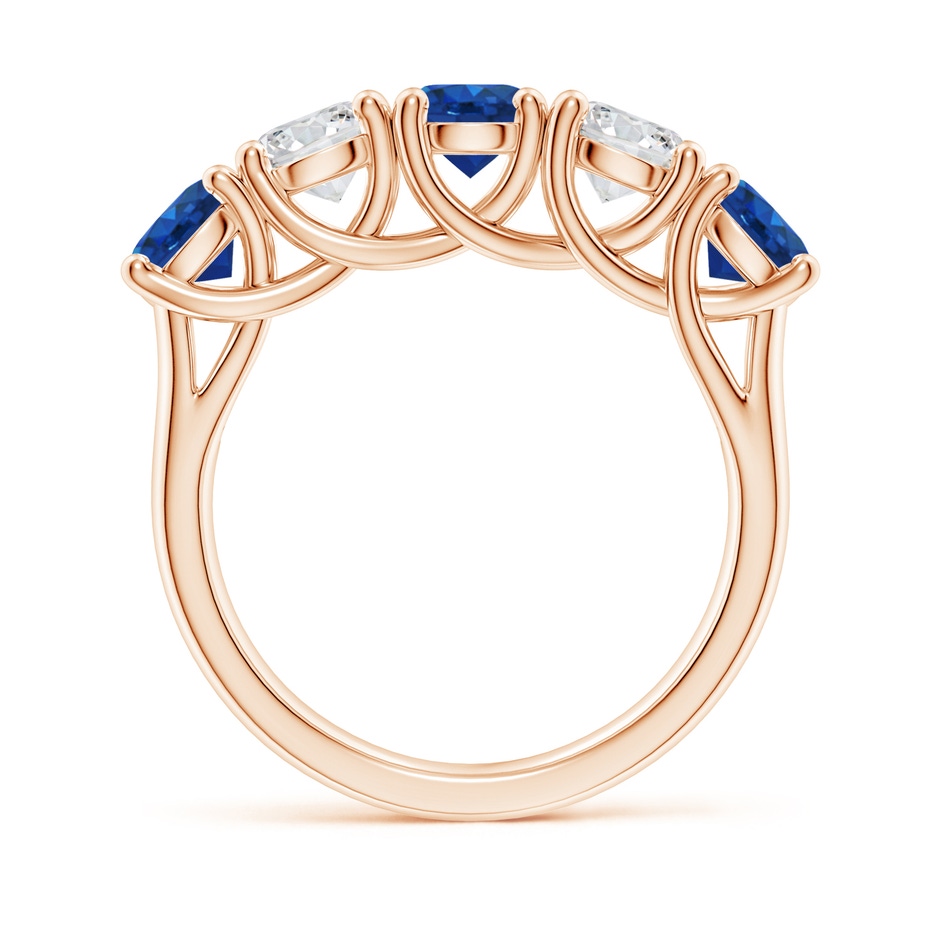 5mm AAA Half Eternity Five Stone Sapphire and Diamond Wedding Band in Rose Gold side 199