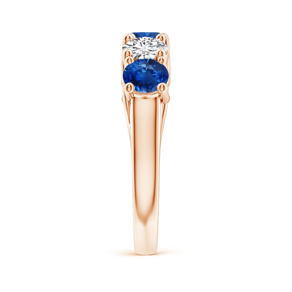 5mm AAA Half Eternity Five Stone Sapphire and Diamond Wedding Band in Rose Gold side 299