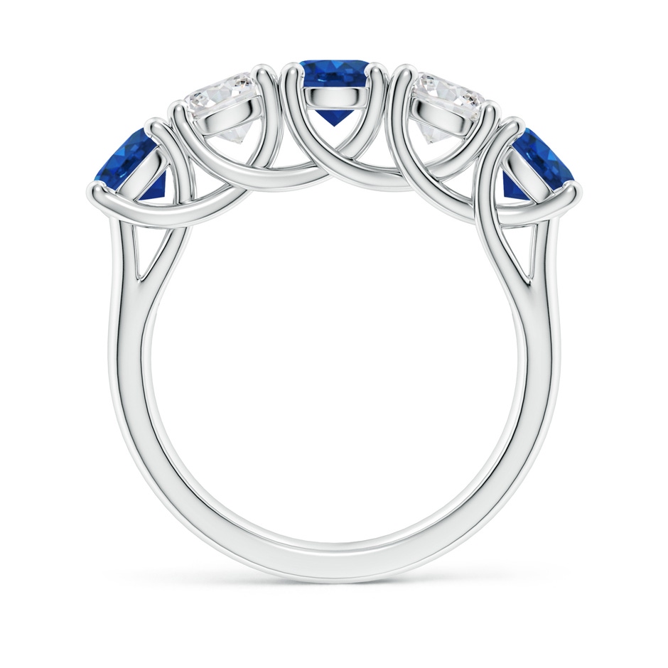 5mm AAA Half Eternity Five Stone Sapphire and Diamond Wedding Band in White Gold side 199