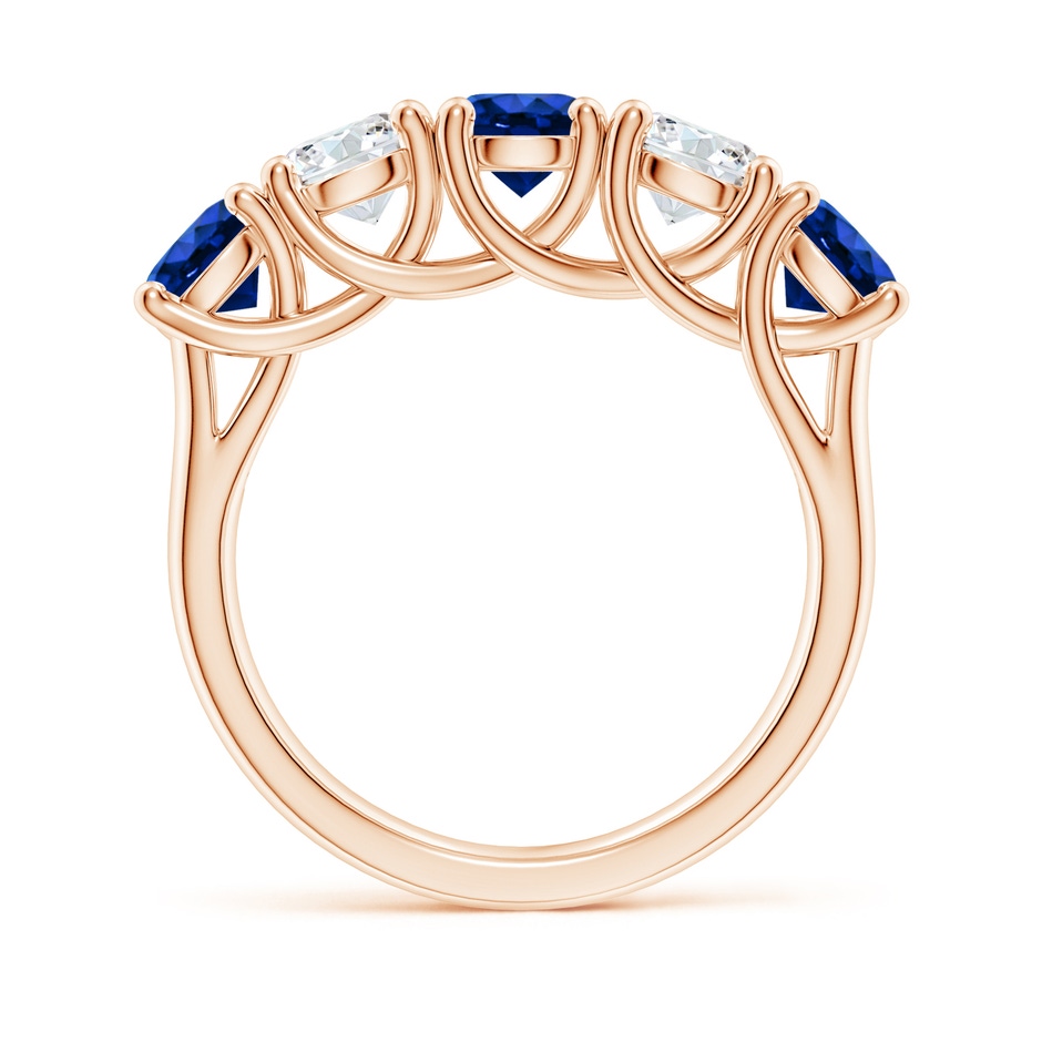 5mm AAAA Half Eternity Five Stone Sapphire and Diamond Wedding Band in Rose Gold side 199