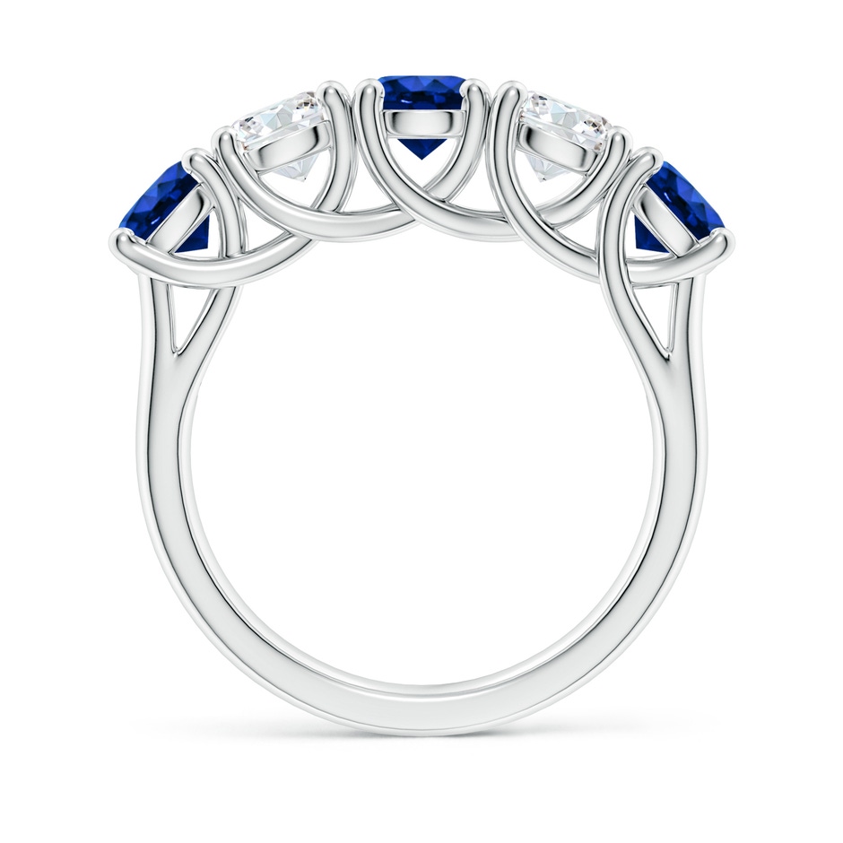 5mm Lab-Grown Half Eternity Five Stone Sapphire and Diamond Wedding Band in White Gold side 199