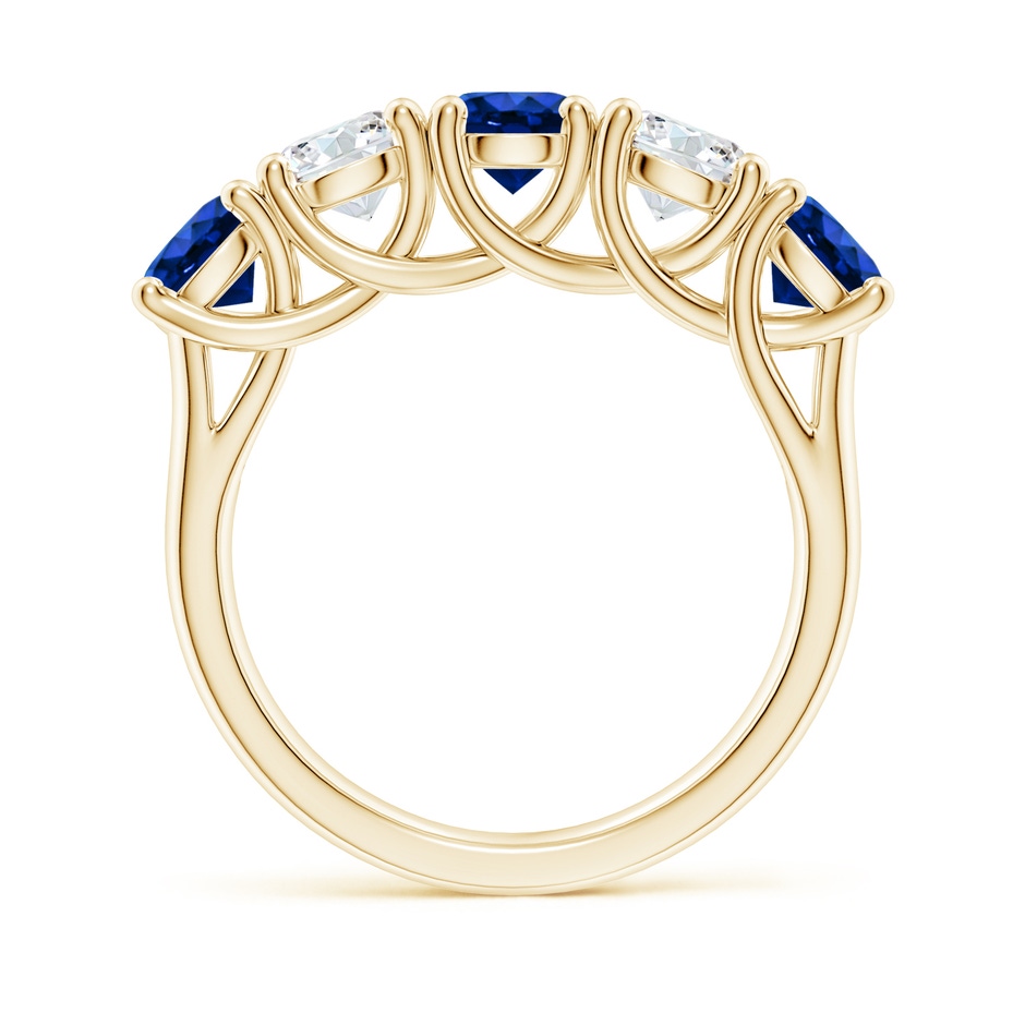 5mm Lab-Grown Half Eternity Five Stone Sapphire and Diamond Wedding Band in Yellow Gold side 199