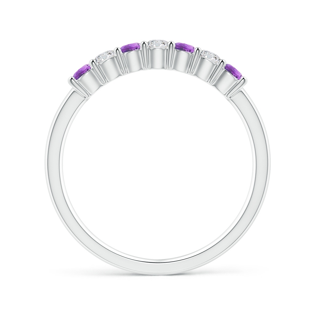 2.5mm AAA Half Eternity Seven Stone Amethyst and Diamond Wedding Band in White Gold Side-1