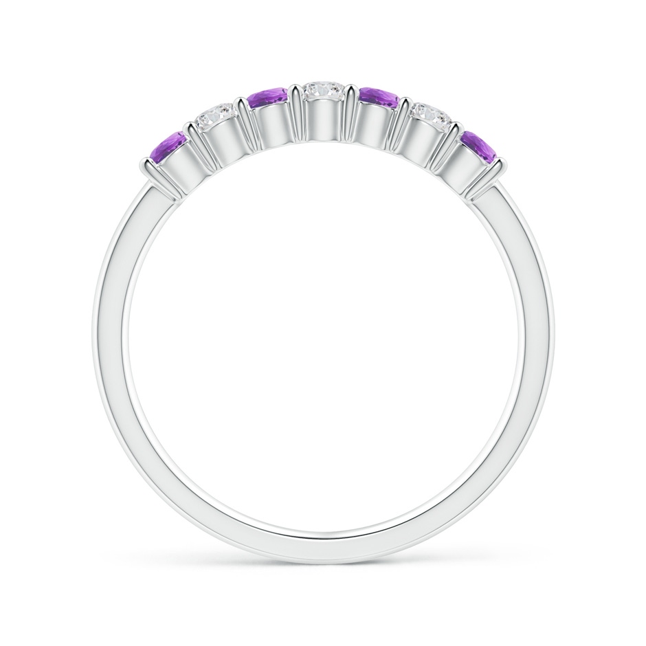 2.5mm AAA Half Eternity Seven Stone Amethyst and Diamond Wedding Band in White Gold side-1