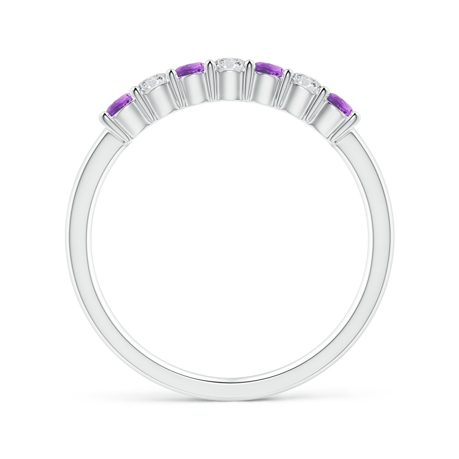 2.5mm AAA Half Eternity Seven Stone Amethyst and Diamond Wedding Band in White Gold Side-1