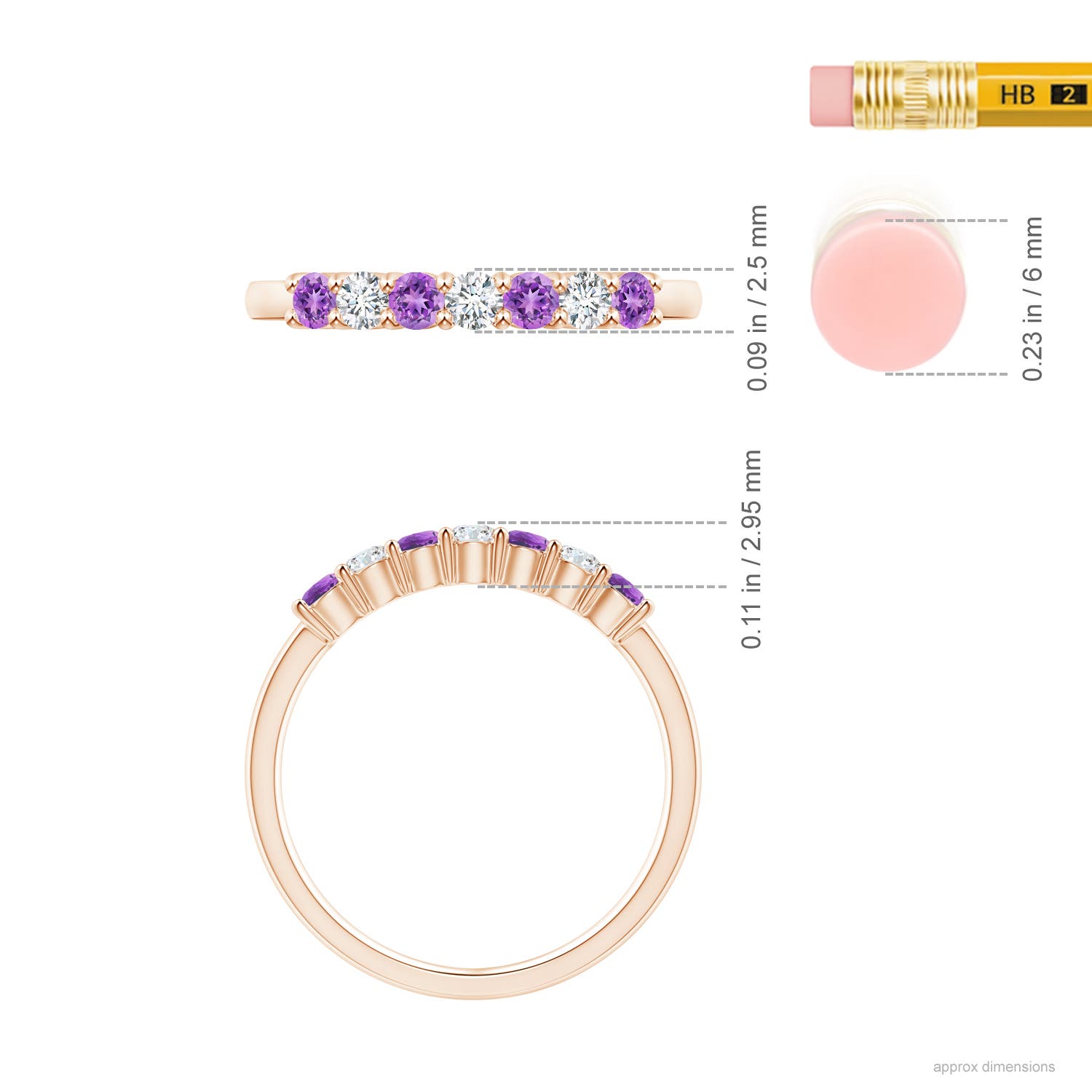 AAAA - Amethyst / 0.45 CT / 14 KT Rose Gold