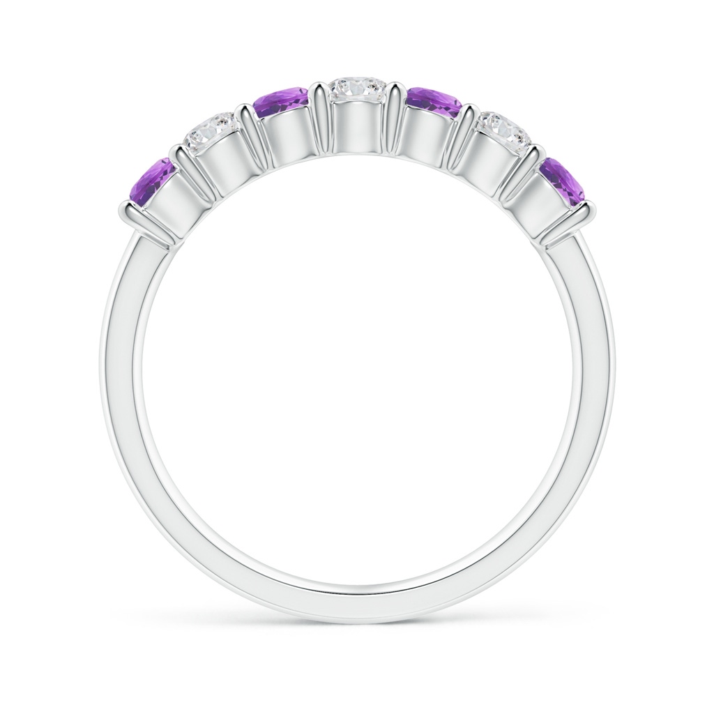 3mm AAA Half Eternity Seven Stone Amethyst and Diamond Wedding Band in White Gold Side-1