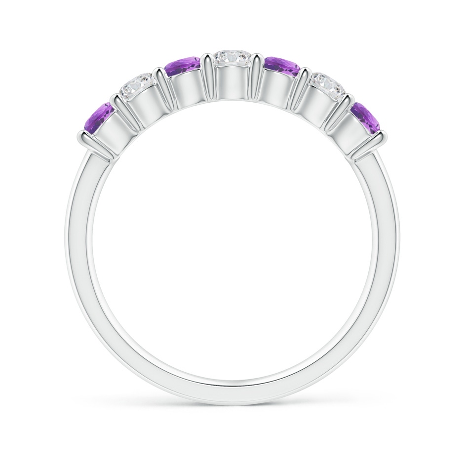 3mm AAA Half Eternity Seven Stone Amethyst and Diamond Wedding Band in White Gold side-1