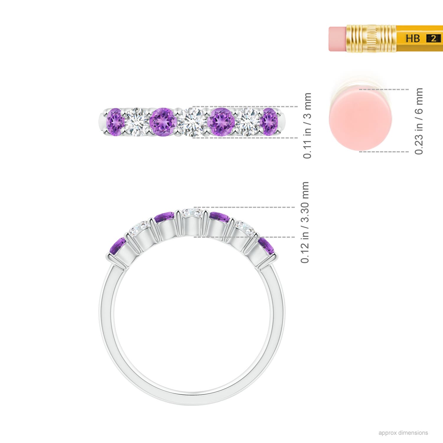 AAAA - Amethyst / 0.72 CT / 14 KT White Gold