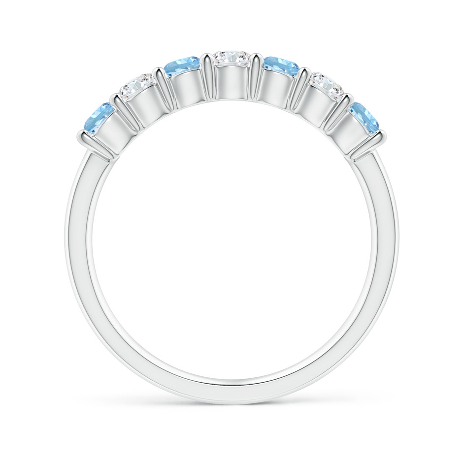 3mm AAAA Half Eternity Seven Stone Aquamarine and Diamond Wedding Band in White Gold side-1