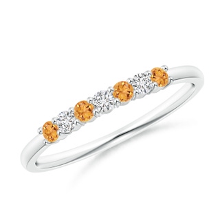 2mm AAA Half Eternity Seven Stone Citrine and Diamond Wedding Band in White Gold