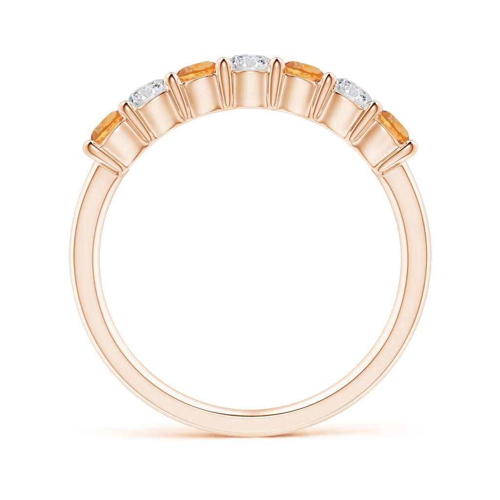 3mm AAA Half Eternity Seven Stone Citrine and Diamond Wedding Band in Rose Gold Side-1