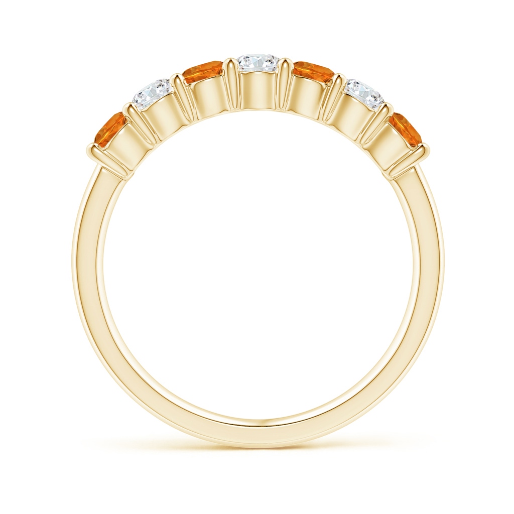 3mm AAAA Half Eternity Seven Stone Citrine and Diamond Wedding Band in 9K Yellow Gold Side 1