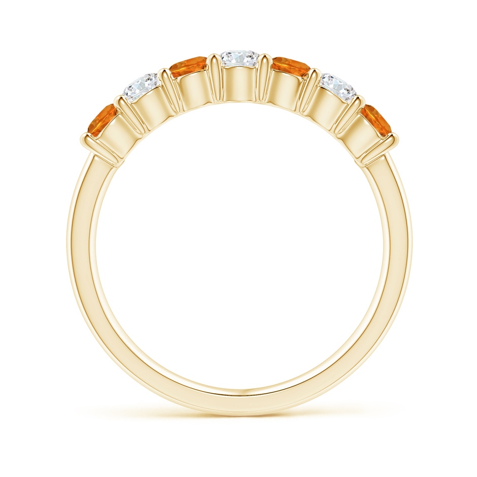 3mm AAAA Half Eternity Seven Stone Citrine and Diamond Wedding Band in 9K Yellow Gold side 1