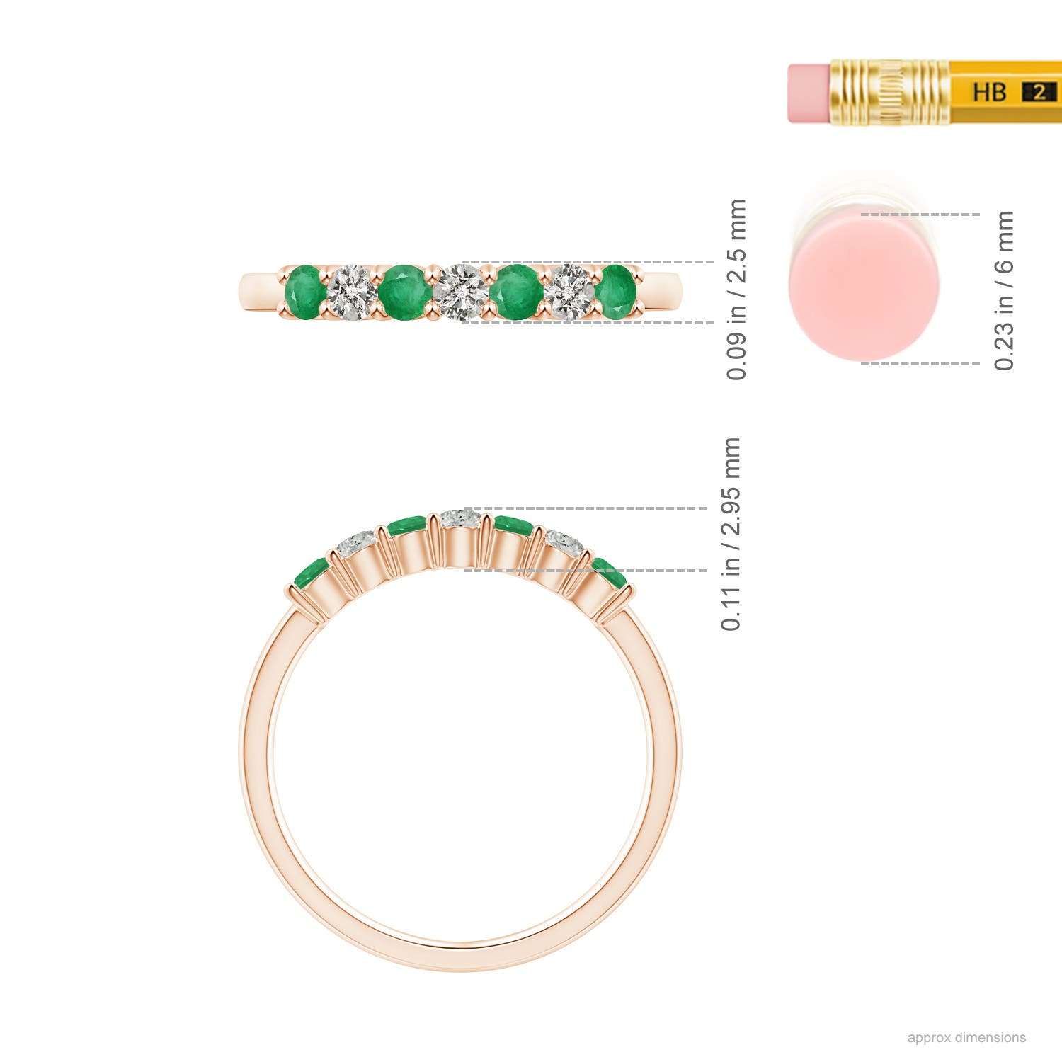 A - Emerald / 0.46 CT / 14 KT Rose Gold