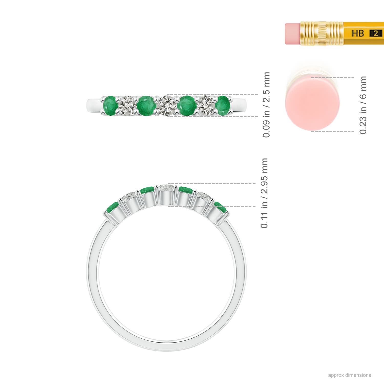 A - Emerald / 0.46 CT / 14 KT White Gold