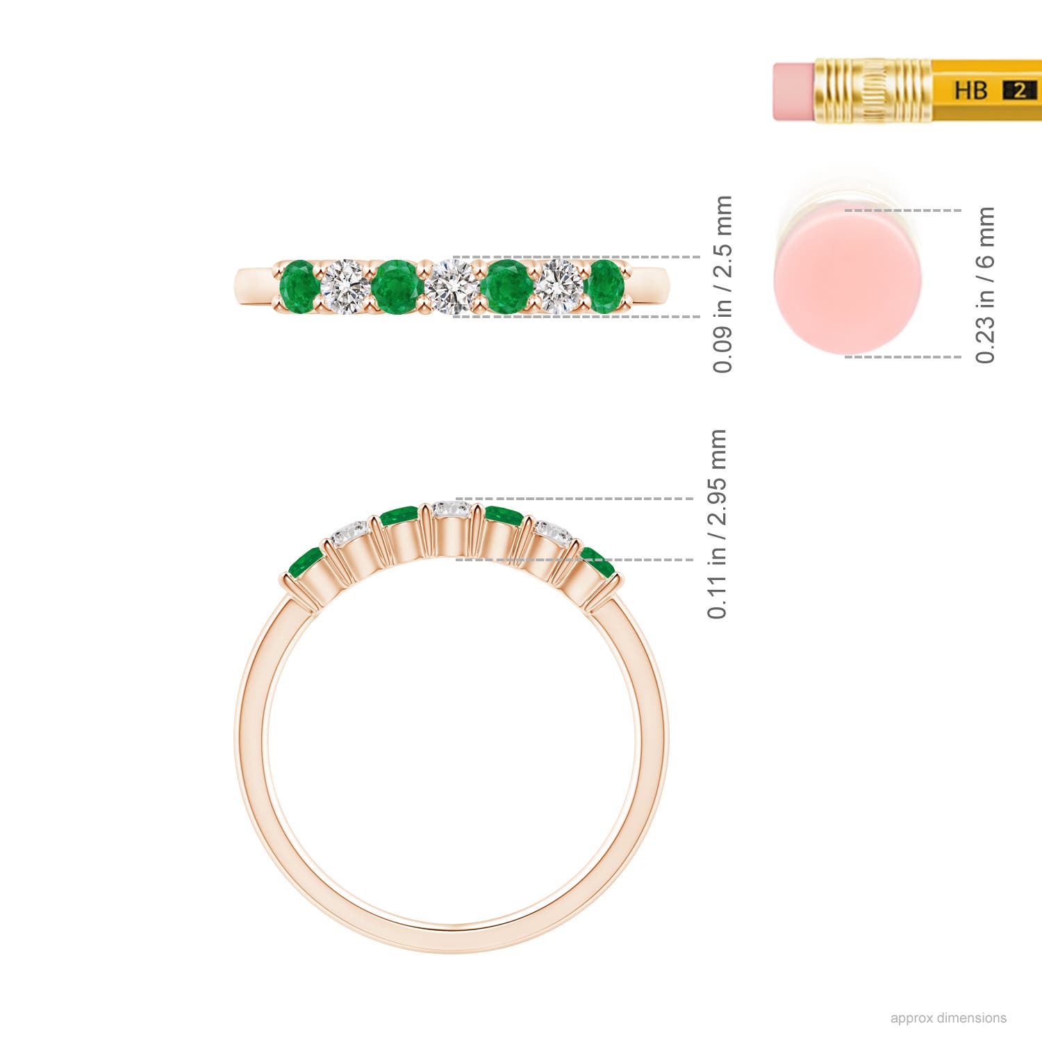 AA - Emerald / 0.46 CT / 14 KT Rose Gold