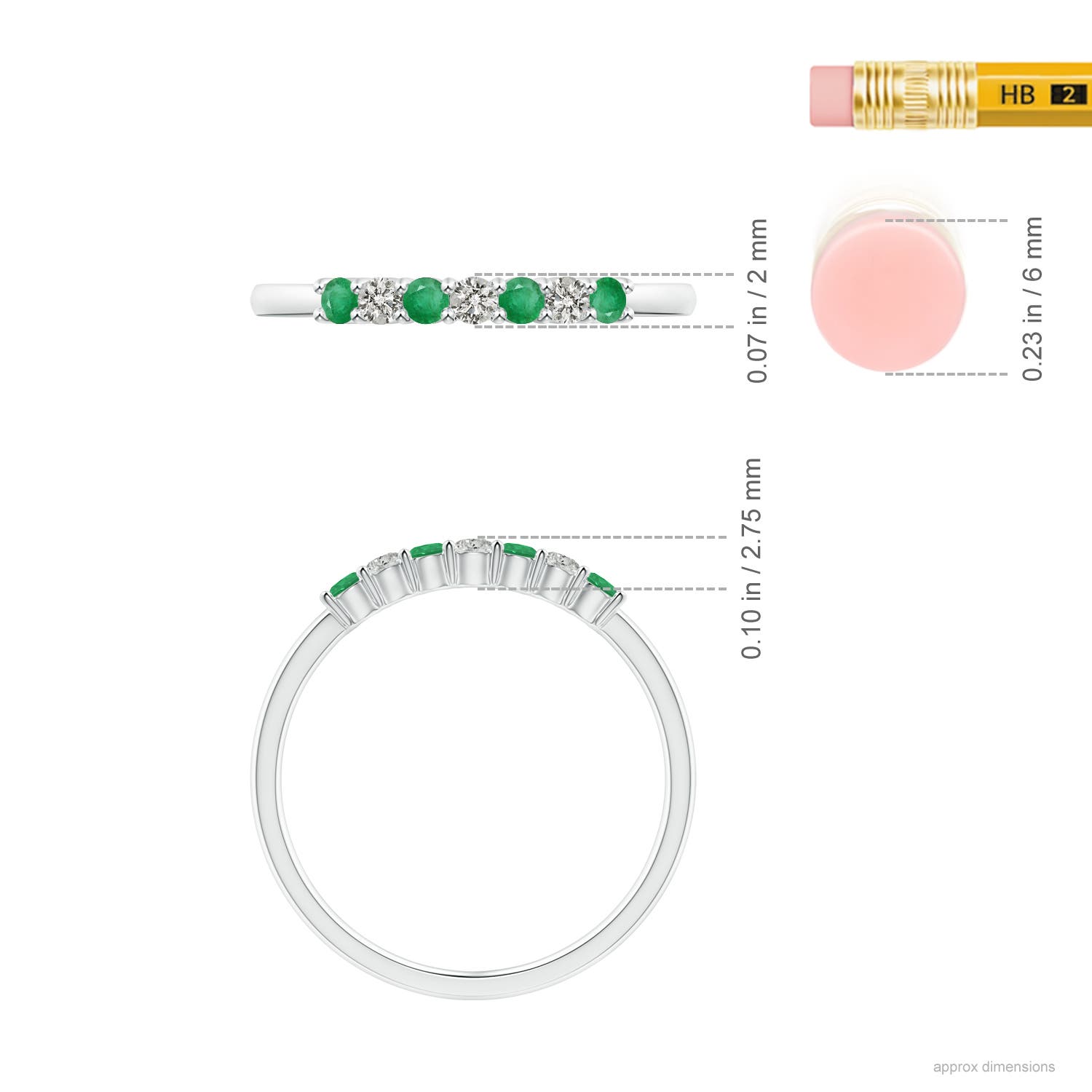 A - Emerald / 0.29 CT / 14 KT White Gold