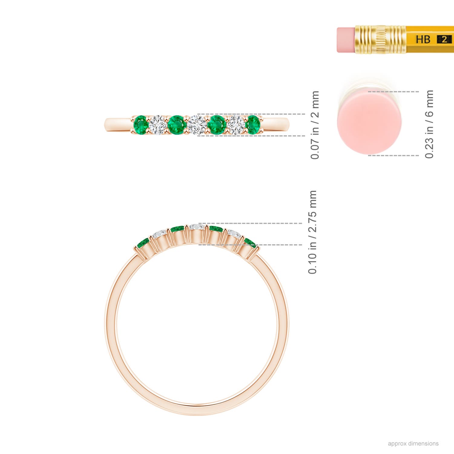 AAA - Emerald / 0.29 CT / 14 KT Rose Gold