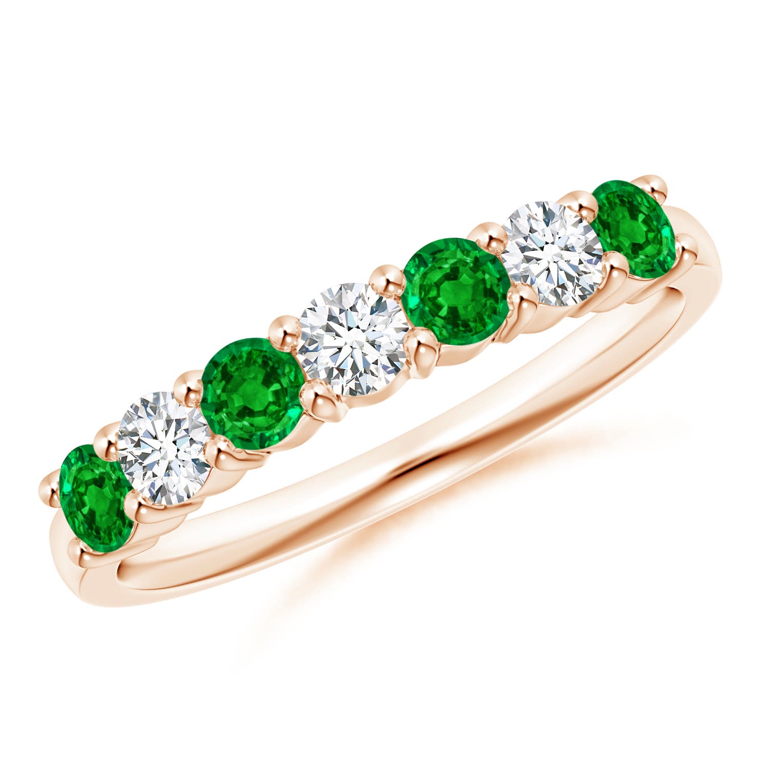 AAAA - Emerald / 0.72 CT / 14 KT Rose Gold