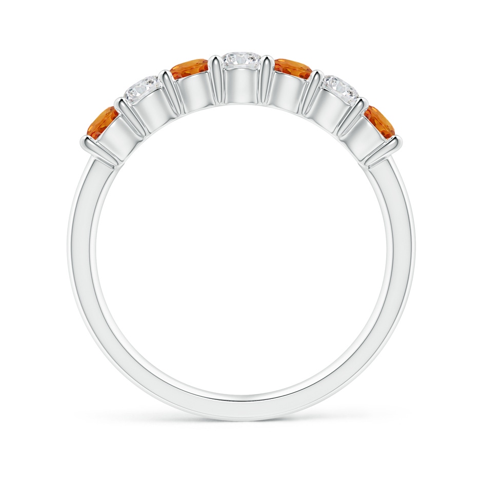 3mm AAA Half Eternity 7 Stone Orange Sapphire & Diamond Wedding Band in White Gold side-1