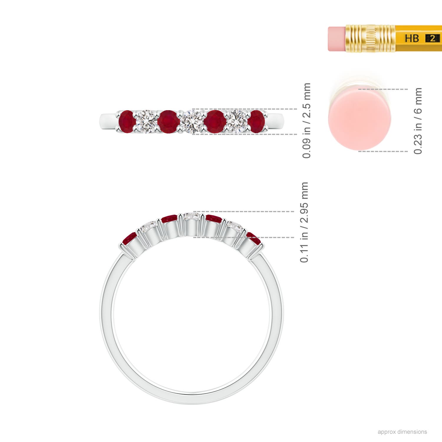 AA - Ruby / 0.57 CT / 14 KT White Gold