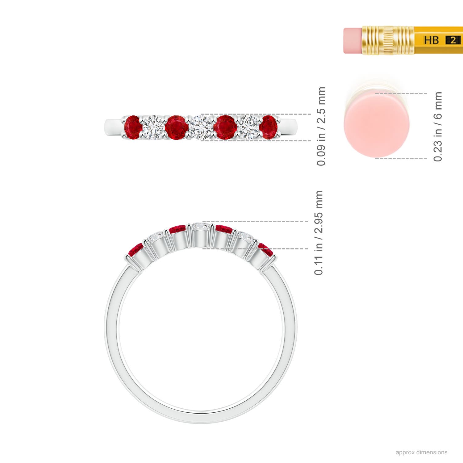 AAA - Ruby / 0.57 CT / 14 KT White Gold