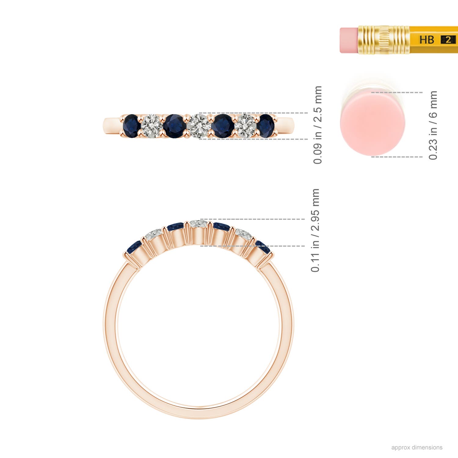 A - Blue Sapphire / 0.57 CT / 14 KT Rose Gold