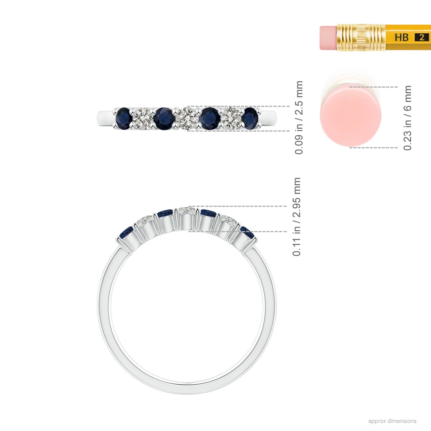 A - Blue Sapphire / 0.57 CT / 14 KT White Gold