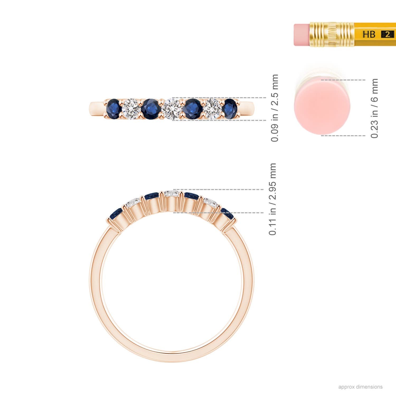 AA - Blue Sapphire / 0.57 CT / 14 KT Rose Gold