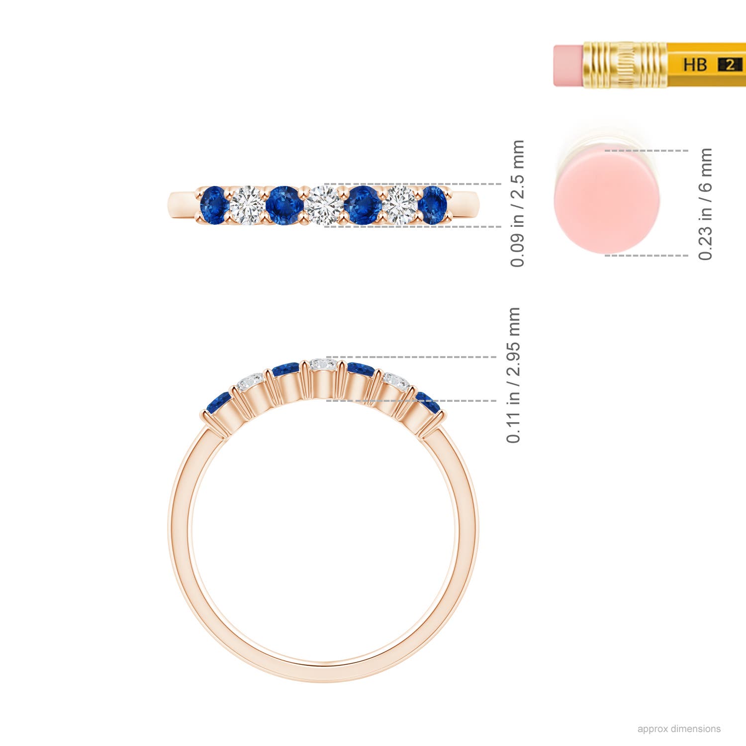 AAA - Blue Sapphire / 0.57 CT / 14 KT Rose Gold