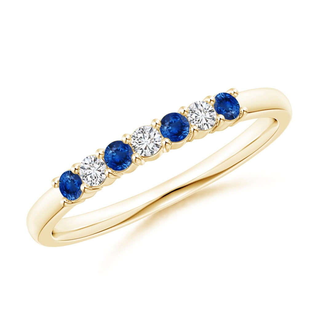 2mm AAA Half Eternity Seven Stone Sapphire and Diamond Wedding Band in 9K Yellow Gold