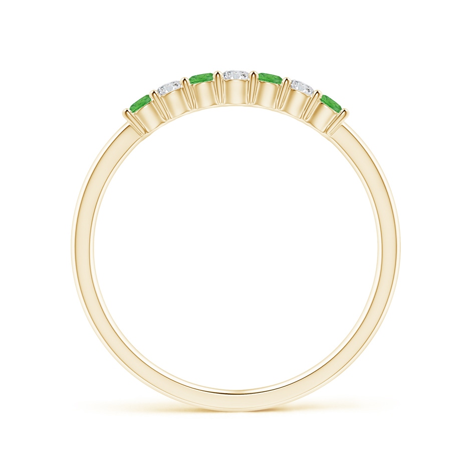 2mm AAA Half Eternity Seven Stone Tsavorite and Diamond Wedding Band in Yellow Gold side-1