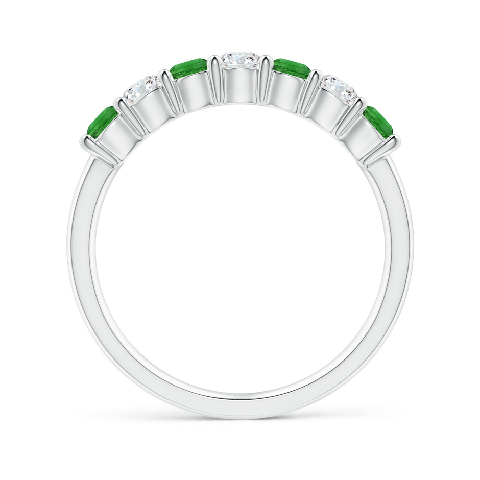 3mm AAAA Half Eternity Seven Stone Tsavorite and Diamond Wedding Band in White Gold side-1