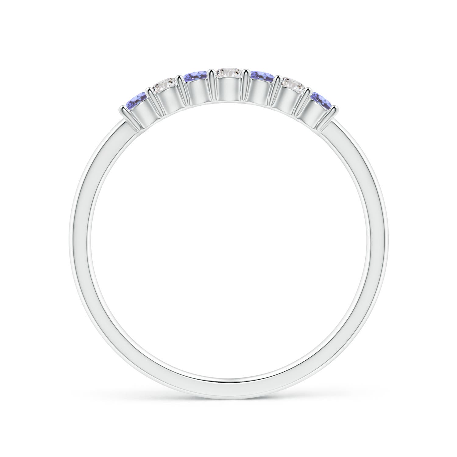 ANGARA Natural Half Eternity Tanzanite and Diamond Wedding Band in Silver (2mm) - Picture 12 of 37